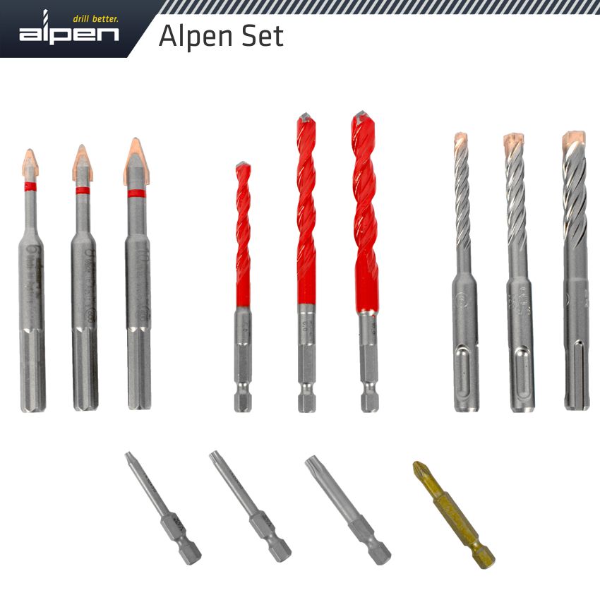 alpen-drill-screwset-kit-13-13-pcs-c-prot,multi-6-kant,sds-plus-force-x4-bit-alp303513-2