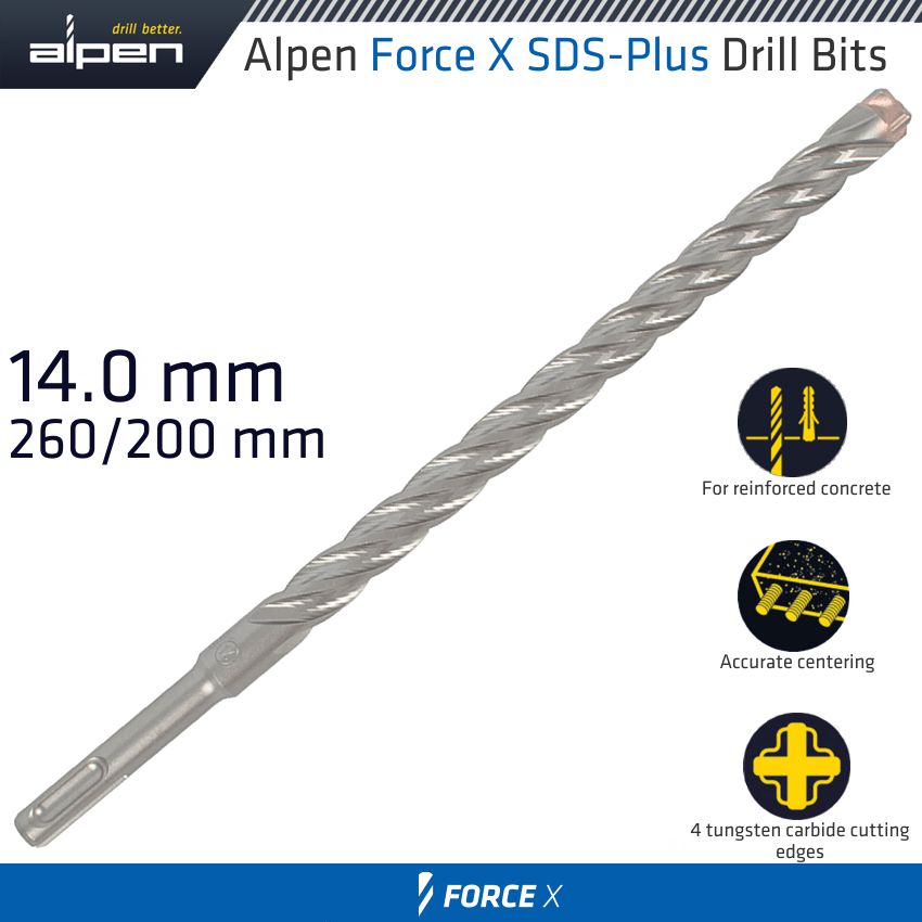 alpen-force-x-14.0-x-260/200--sds-plus-drill-bit-x4-cutting-edges---bulk-alp765014-1