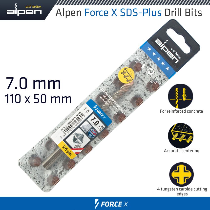 alpen-force-x-7.0-x-110/050-sds-plus-drill-bit-x4-cutting-edges-alp805007-3