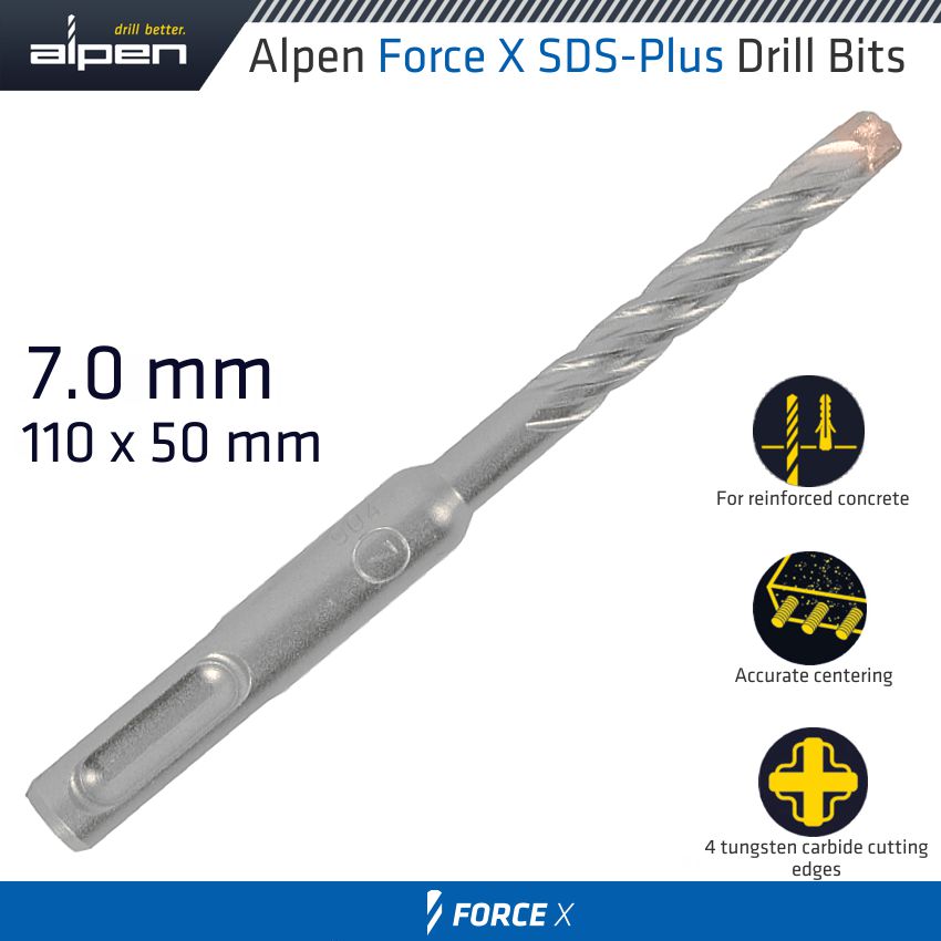 alpen-force-x-7.0-x-110/050-sds-plus-drill-bit-x4-cutting-edges-alp805007-2