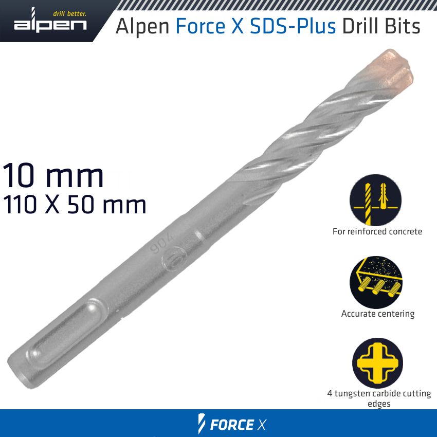 alpen-force-x-10.0-x110/050--sds-plus-drill-bit-x4-cutting-edges-alp805010-3