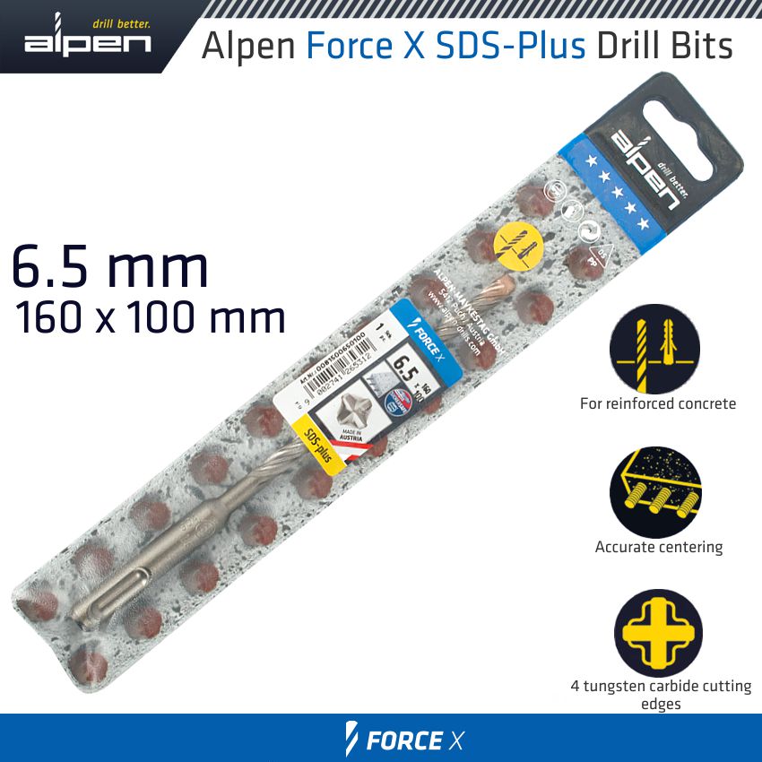 alpen-force-x-6.5-x-160/100-sds-plus-drill-bit-x4-cutting-edges-alp8150065-3