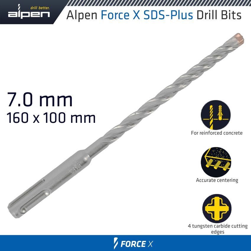 alpen-force-x-7.0-x-160/100-sds-plus-drill-bit-x4-cutting-edges-alp815007-2