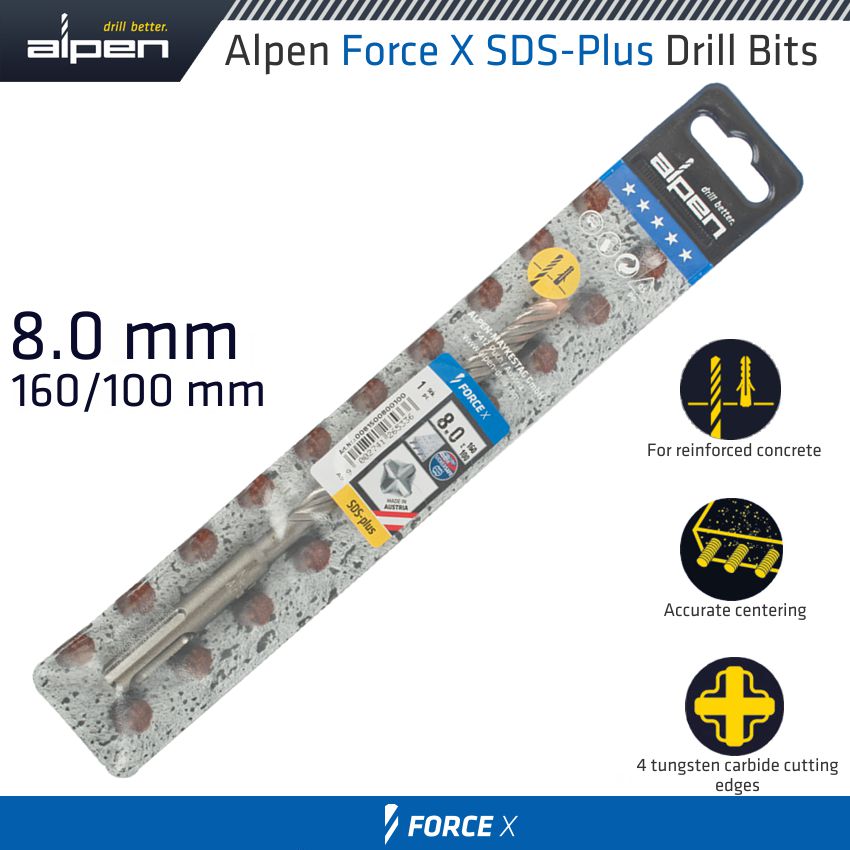 alpen-force-x-8.0-x-160/100-sds-plus-drill-bit-x4-cutting-edges-alp815008-3