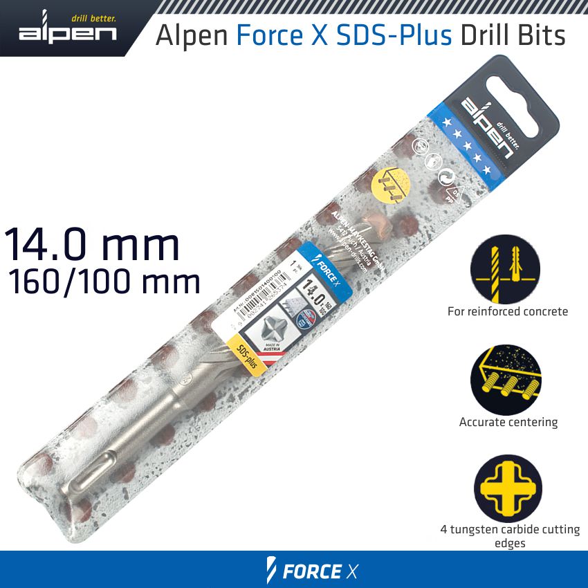 alpen-force-x-14.0-x-160/100--sds-plus-drill-bit-x4-cutting-edges-alp815014-2