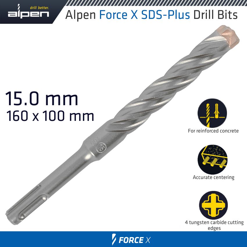 alpen-force-x-15.0-x160/100--sds-plus-drill-bit-x4-cutting-edges-alp815015-1