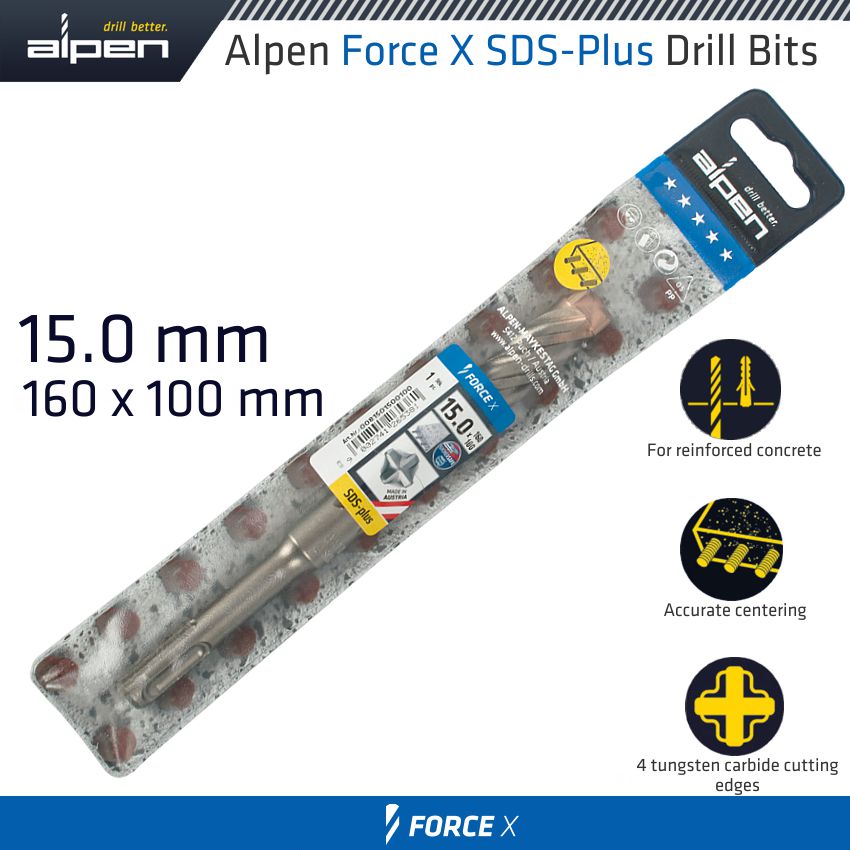 alpen-force-x-15.0-x160/100--sds-plus-drill-bit-x4-cutting-edges-alp815015-3