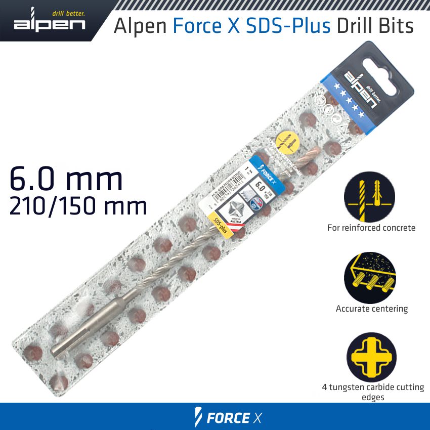 alpen-force-x-6.0-x-210/150-sds-plus-drill-bit-x4-cutting-edges-alp825006-1