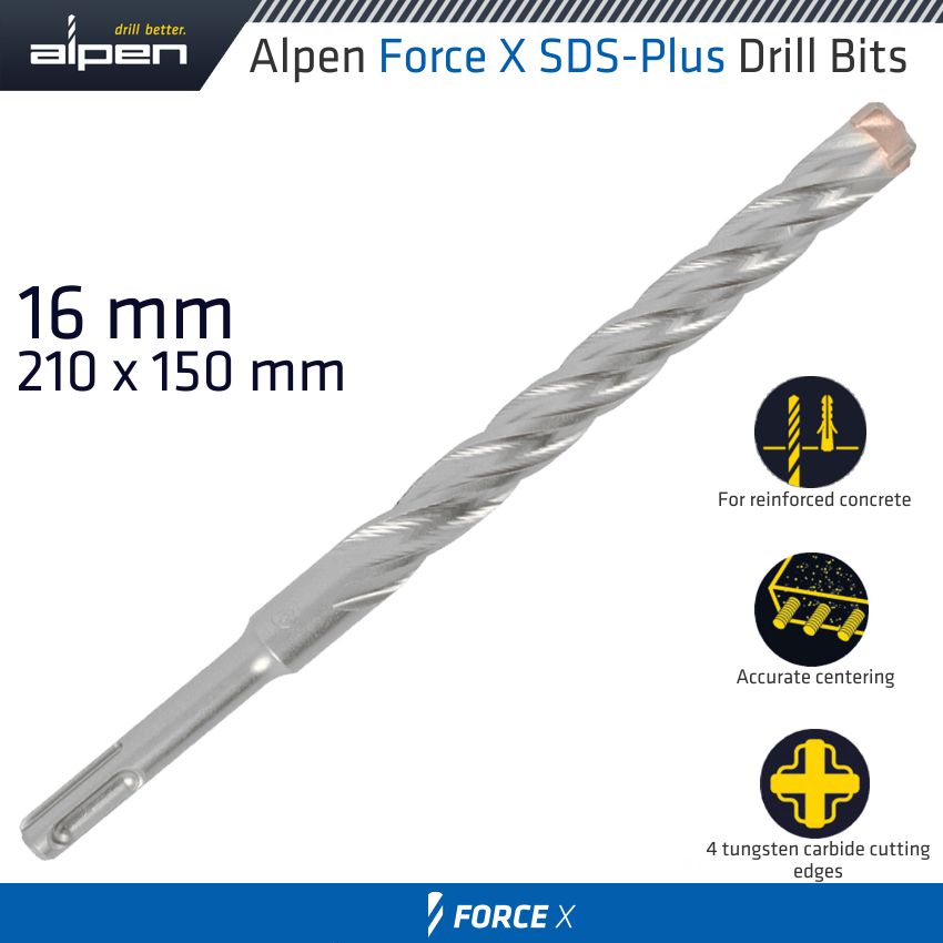 alpen-force-x-16.0-x-210/150--sds-plus-drill-bit-x4-cutting-edges-alp825016-2