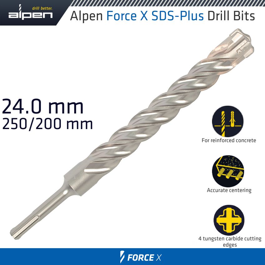 alpen-force-x-24.0-x-250/200--sds-plus-drill-bit-x4-cutting-edges-alp835024-3