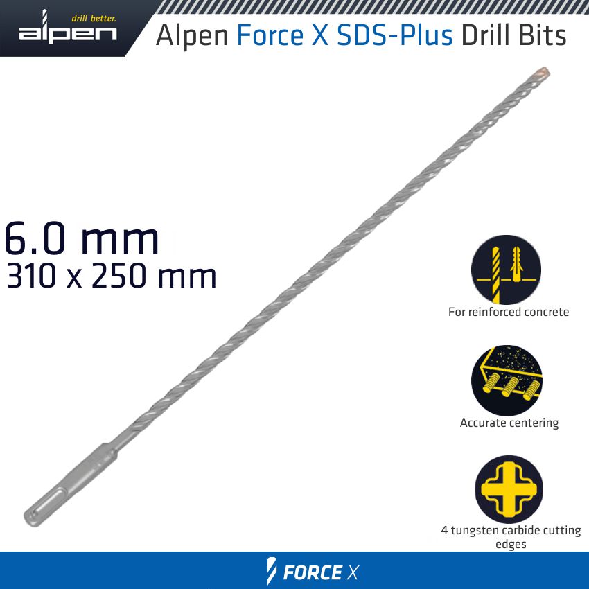 alpen-force-x-6.0-x-310/250-sds-plus-drill-bit-x4-cutting-edges-alp845006-3