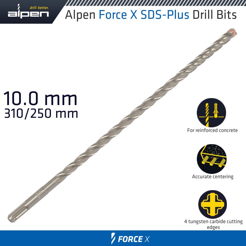 alpen-force-x-10.0-x-310/250--sds-plus-drill-bit-x4-cutting-edges-alp845010-2