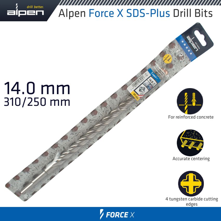 alpen-force-x-14.0-x-310/250--sds-plus-drill-bit-x4-cutting-edges-alp845014-3