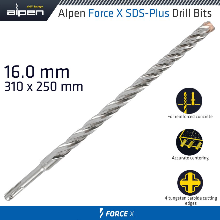 alpen-force-x-16.0-x-310/250--sds-plus-drill-bit-x4-cutting-edges-alp845016-2