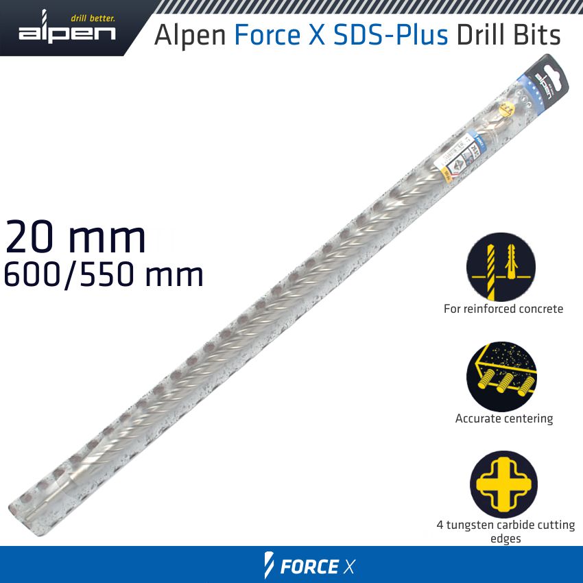 alpen-force-x-20.0-x-600/550--sds-plus-drill-bit-x4-cutting-edges-alp905020-1