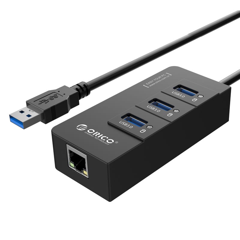 orico-3-port-usb3.0-hub-with-gigabit-ethernet-adapter---black-1-image