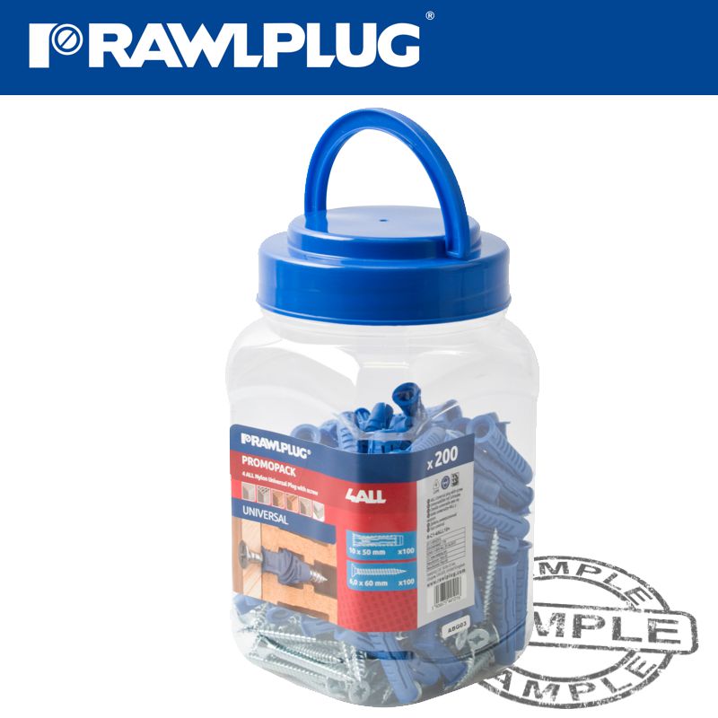 rawlplug-universal-nylon-plug-x10mmx50mm-with-screws-x200-per-jar-raw-r-c1-4all10plus-1