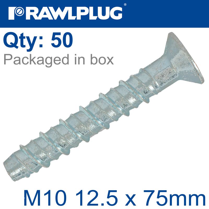 rawlplug-concrete-screwbolt-m10-12.5x75mm-csk-head-zinc-box-of-50-raw-r-lx-10x075-cs-zp-1