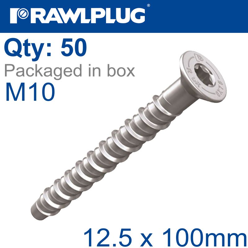 rawlplug-concrete-screw-bolt-m10-12,5x100-mm-csk-head-zinc-flake-coat-50/box-raw-r-lx-10x100-cs-zf-1