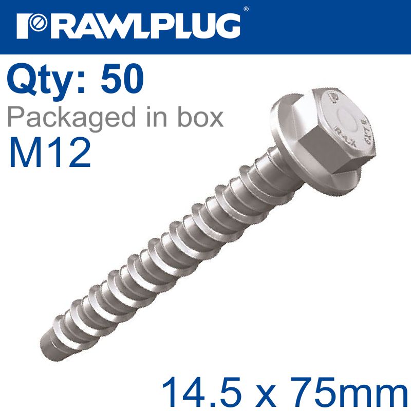 rawlplug-concrete-screwbolt-m12-14.5x75mm-hex-flange-zinc-fl-x50-box-raw-r-lx-12x075-hf-zf-1