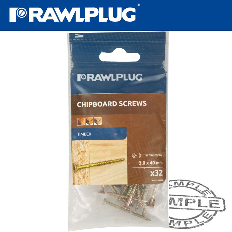 rawlplug-r-ts-chpiboard-hd-screw-3.0x40mm-x32-per-bag-raw-r-s1-ts-3040-3