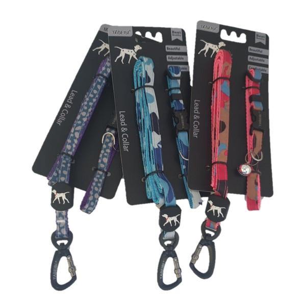 Small Pet Lead & Collar Set - Assorted Colours & Designs - 4aPet