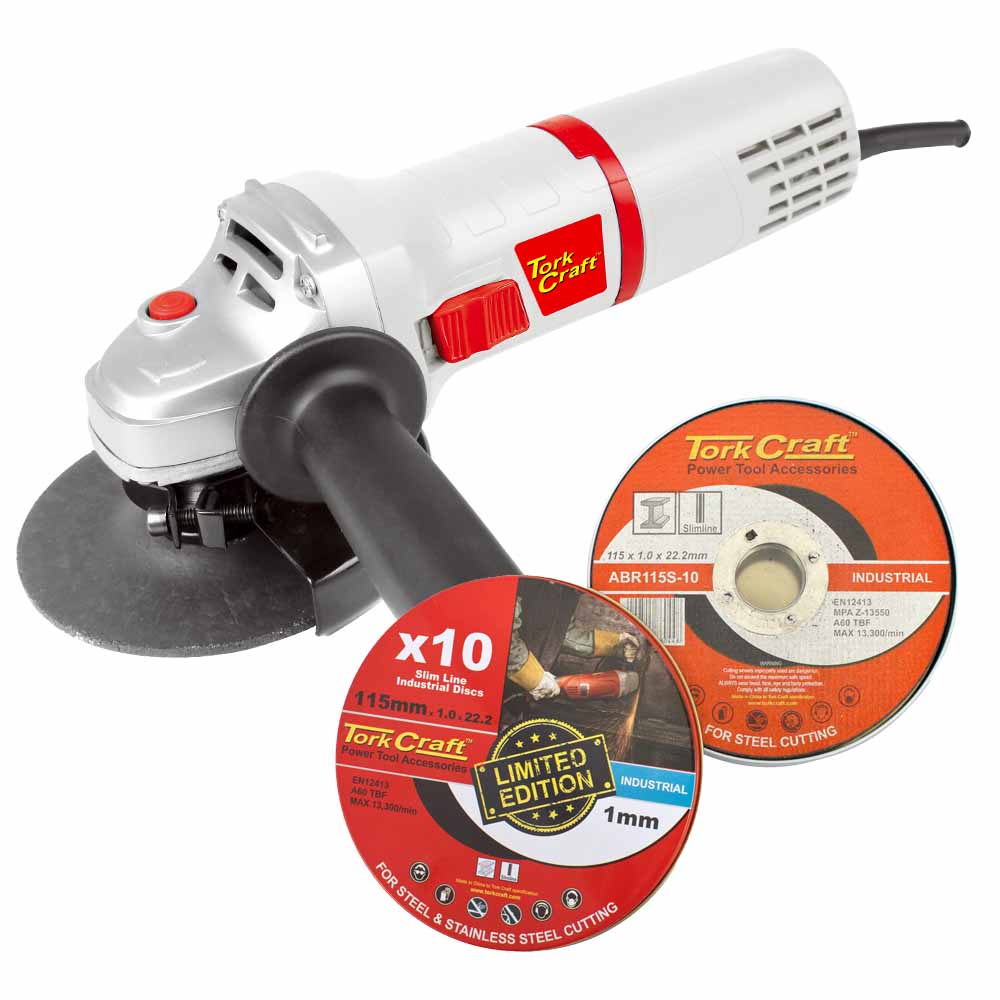 tork-craft-angle-grinder-115mm-tcag0115-c/w-10pce-115mm-cutting-disc-promo-tin-torkit016-1