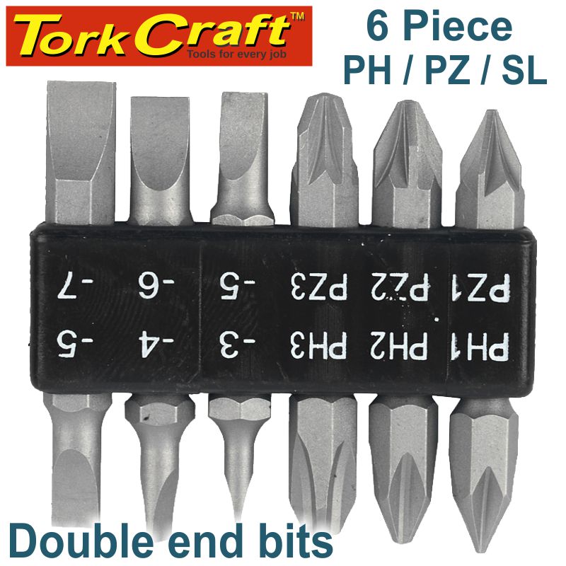 tork-craft-6pc-45mm-double-end-bit-set-ph1,2,3--pz1,2,3--sl3,4,5,6,7mm-t-sc06045c-1