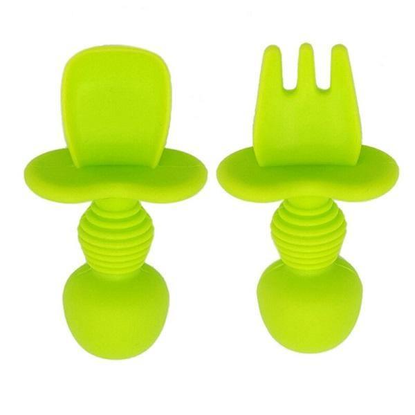 Baby Silicone Spoon & Fork Set - Assorted Colours